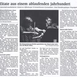 Offenburger Tageblatt - Aufführungsbericht vom Juli 2000