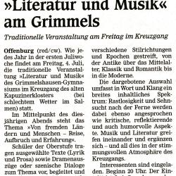 Offenburger Tageblatt - Vorbericht vom 2. Juli 2008