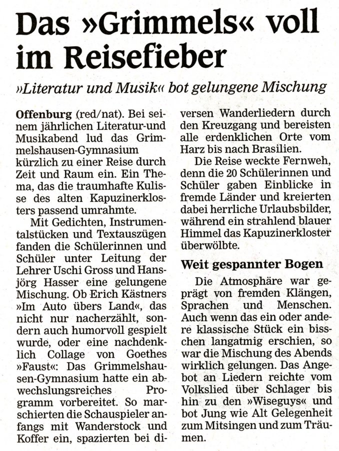 Offenburger Tageblatt - Aufführungsbericht vom 17. Juli 2008