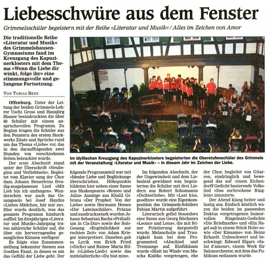 Offenburger Tageblatt - Aufführungsbericht vom 9. Juli 2009