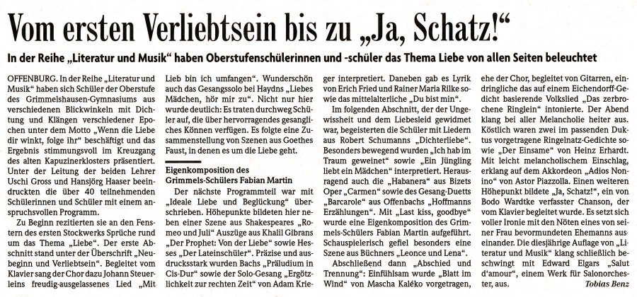 Badische Zeitung - Aufführungsbericht vom 9. Juli 2009