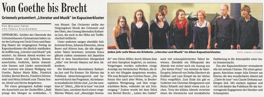 Literatur u Musik 2011 - BZ Auffuehrbericht. 6. Juli