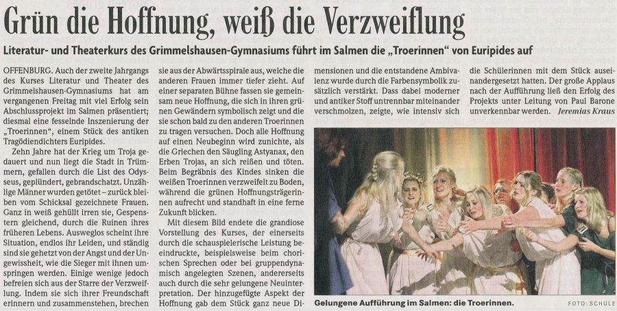Badische Zeitung - Aufführungsbericht vom 19. Mai 2011