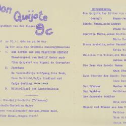 Don Quichotte 1984 - Programm