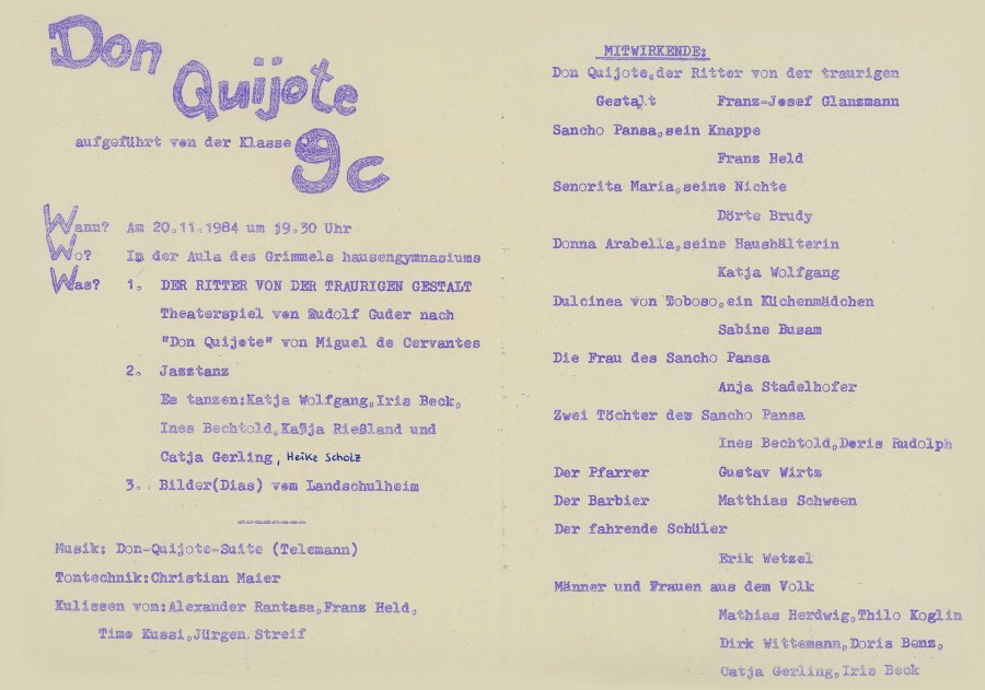 Don Quichotte 1984 - Programm