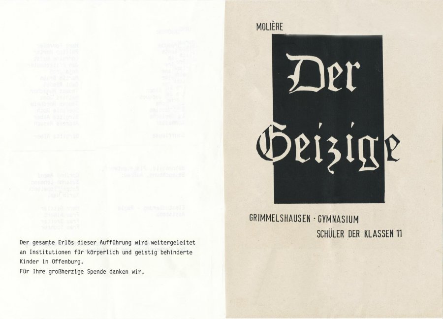 Der Geizige - Programm Aussenseite
