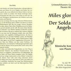 Miles gloriosus - Programm Aussenseite