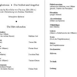 Miles gloriosus - Programm Innenseite