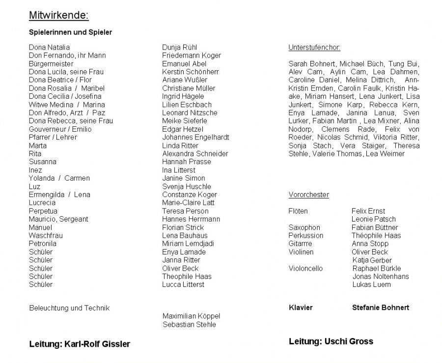 Streik der Dienstmädchen - Programm Innenseite