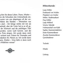 Kabale und Liebe - Programm Innenseite