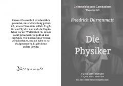 Die Physiker - Programm Aussenseite