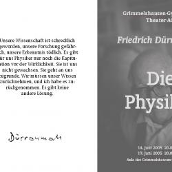 Die Physiker - Programm Aussenseite