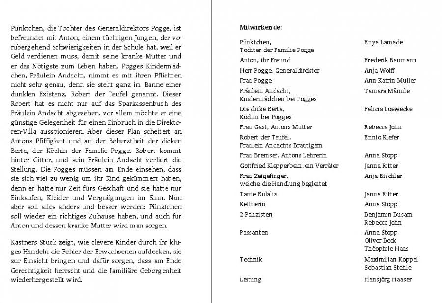 Pünktchen und Anton - Programm Innenseite