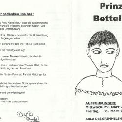Prinz und Bettelknabe - Programm Aussenseite