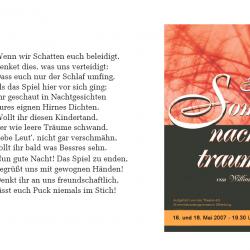 Ein Sommernachtstraum 2007 - Programm Aussenseite