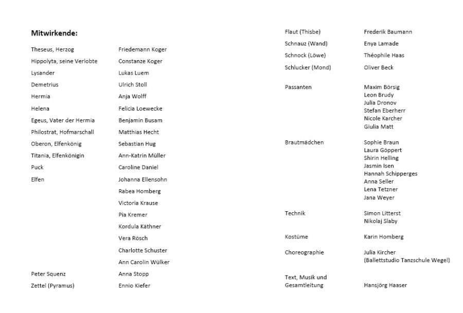 Ein Sommernachtstraum 2007 - Programm Innenseite