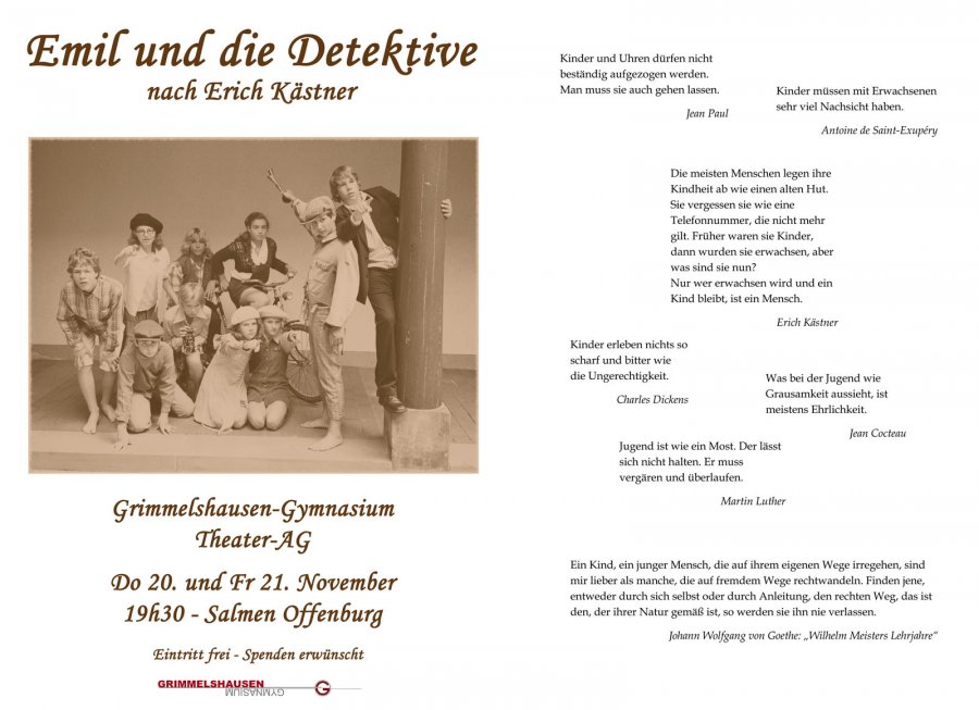Emil und die Detektive - Programm Aussenseite