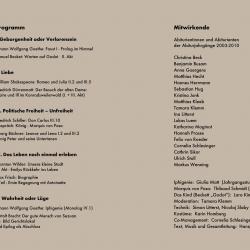Szenen der Weltliteratur - Programm Innenseite