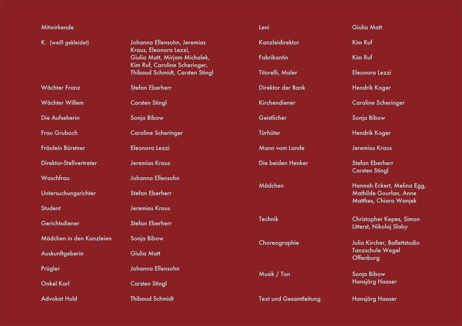 Der Prozess 2012 - Programm Innenseite