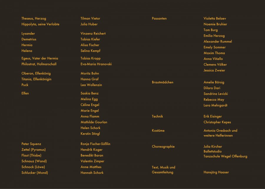 Ein Sommernachtstraum 2014 - Programm Innenseite