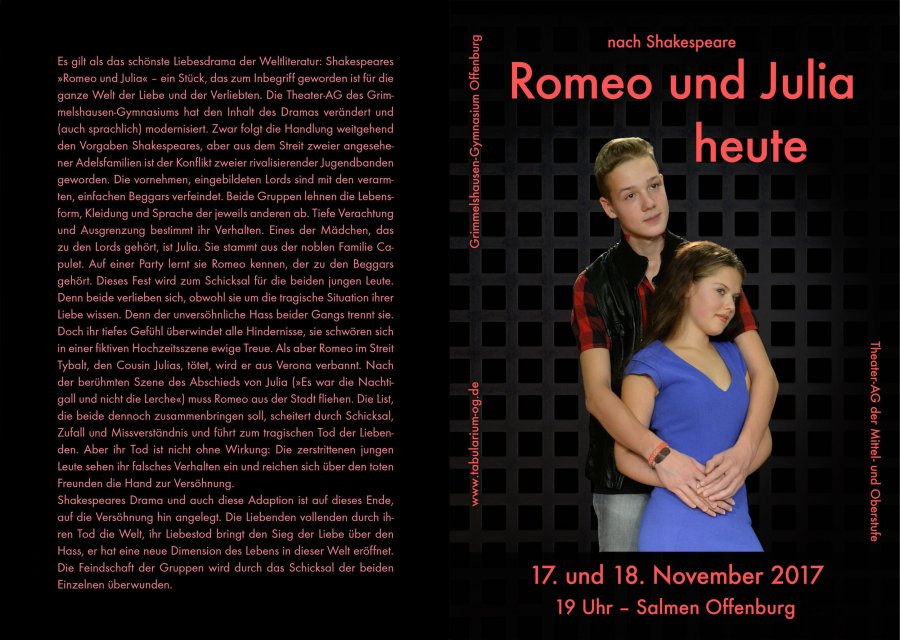 Romeo und Julia heute - Programm Aussenseite