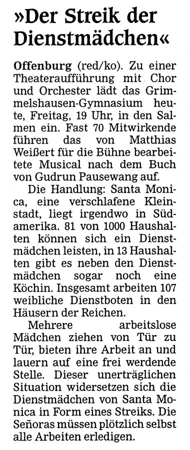 Offenburger Tageblatt - Vorbericht vom 7. Mai 2004