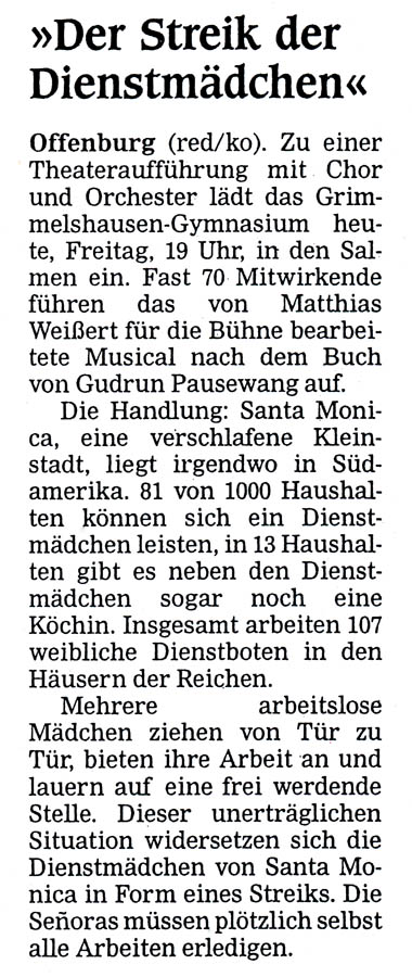 Offenburger Tageblatt - Vorbericht vom 7. Mai 2004