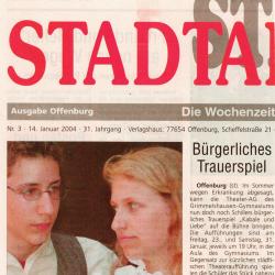 Stadtanzeiger - Titelseite - Vorbericht vom 14. Januar 2004