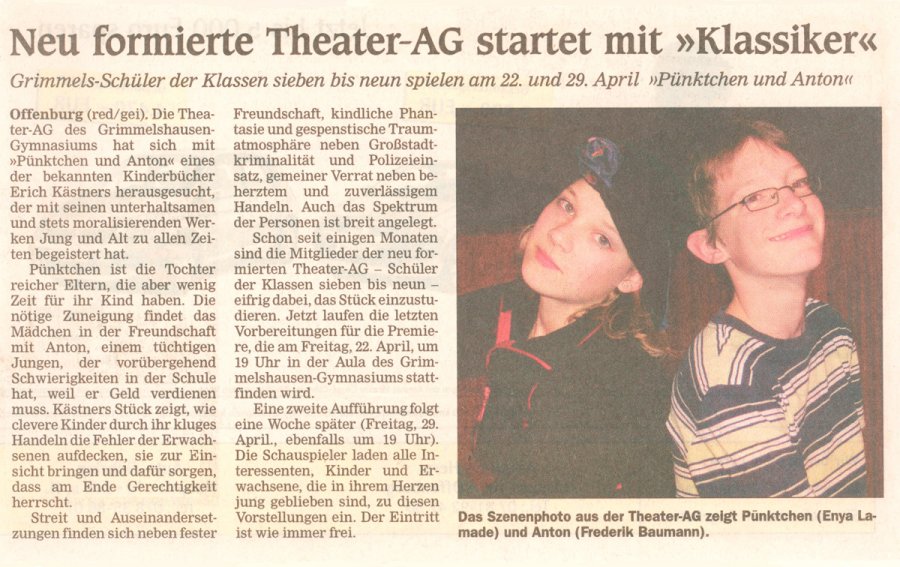 Offenburger Tageblatt - Vorbericht vom 16. April 2005