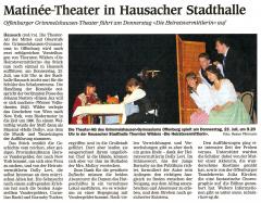 OT-Kinzigtalausgabe - Vorbericht 18. Juli 2009 - Aufführung Stadthalle Hausach