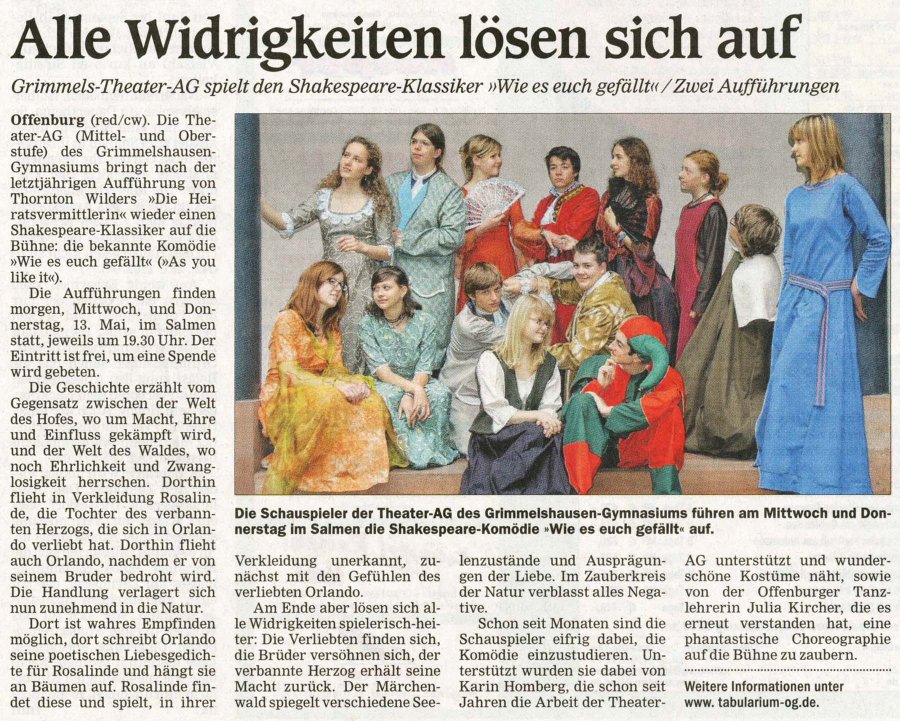Offenburger Tageblatt - Vorbericht vom 11. Mai 2010