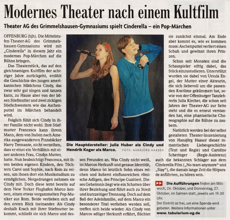 Cinderella 2011 - BZ-Vorbericht vom 22.10.2011
