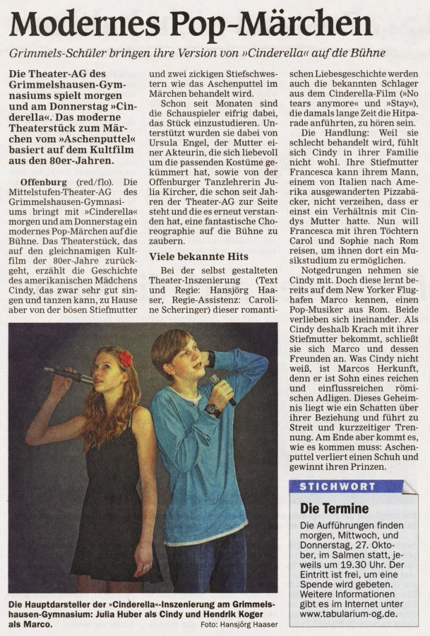 Cinderella - OT-Vorbericht vom 25. Oktober 2011