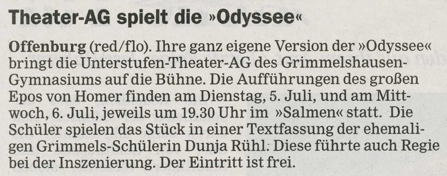 Odyssee Vorbericht OT 2.Juli 2011