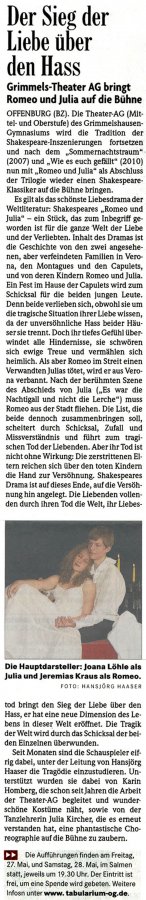 Romeo und Julia - BZ Vorbericht 21.5.2011