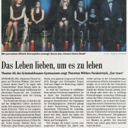 Wilder Unsere Kleine Stadt 2012 - BZ Aufführungsbericht vom 23. Oktober 2012