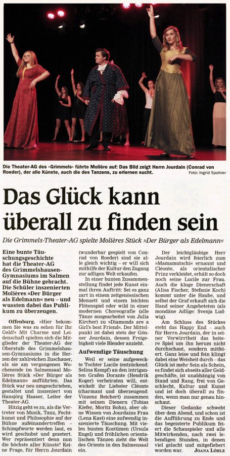 Moliere Der Buerger als Edelmann - OT Auffuehrungsbericht vom 14. November 2013