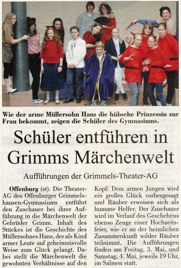 Der Teufel mit den drei goldenen Haaren - STAZ Vorbericht vom 30. April 2013