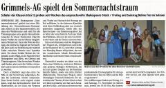 Shakespeare Ein Sommernachtstraum - BZ Vorbericht vom 12. Nov. 2