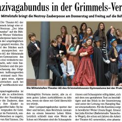 Nestroy Lumpazivagabundus - BZ-Vorbericht vom 20. Mai 2014