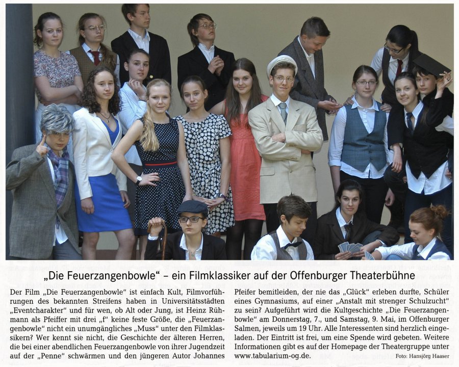 Spoerl Die Feuerzangenbowle - STAZ Vorbericht vom 6. Mai 2015