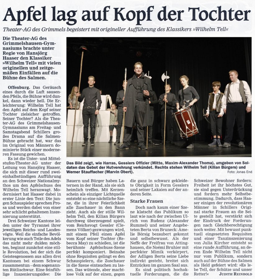 Wilhelm Tell - OT Aufführungsbericht vom 23. November 2016