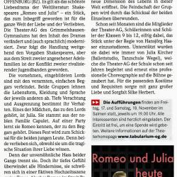 Romeo und Julia heute - BZ Vorbericht vom 14. November 2017