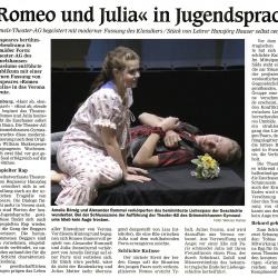 Romeo und Julia heute - OT Auffuehrungsbericht vom 2. Dezember 2017