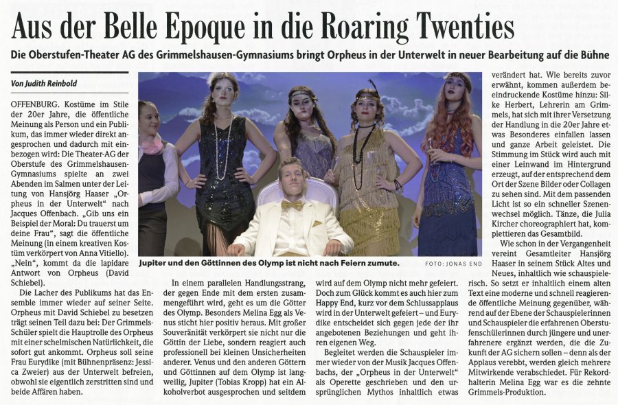 Orpheus in der Unterwelt - BZ Auffuehrungsbericht vom 14. Juni 2018