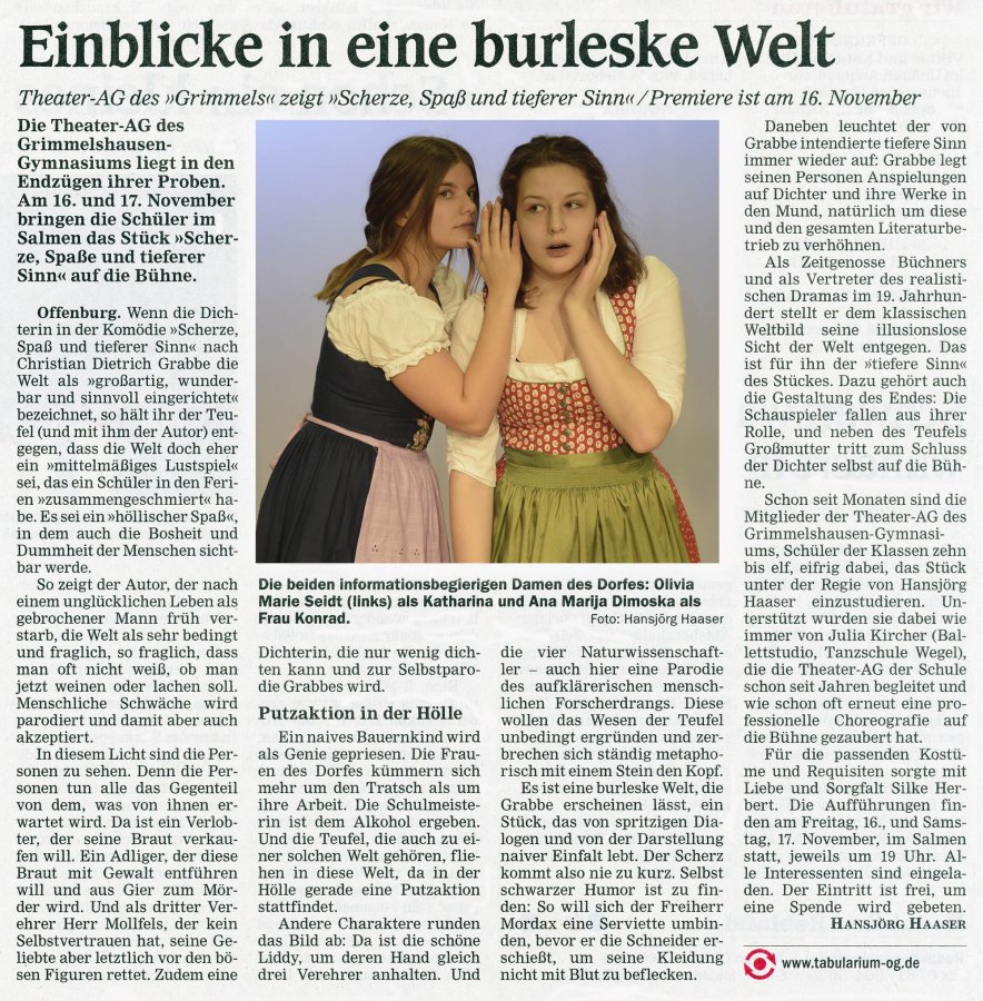 Scherze Spass und tieferer Sinn - OT Vorbericht vom 7. November