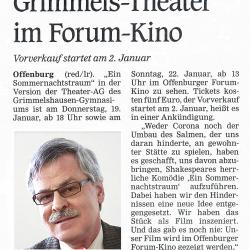 OT Hinweis vom  29. Dezember 2022