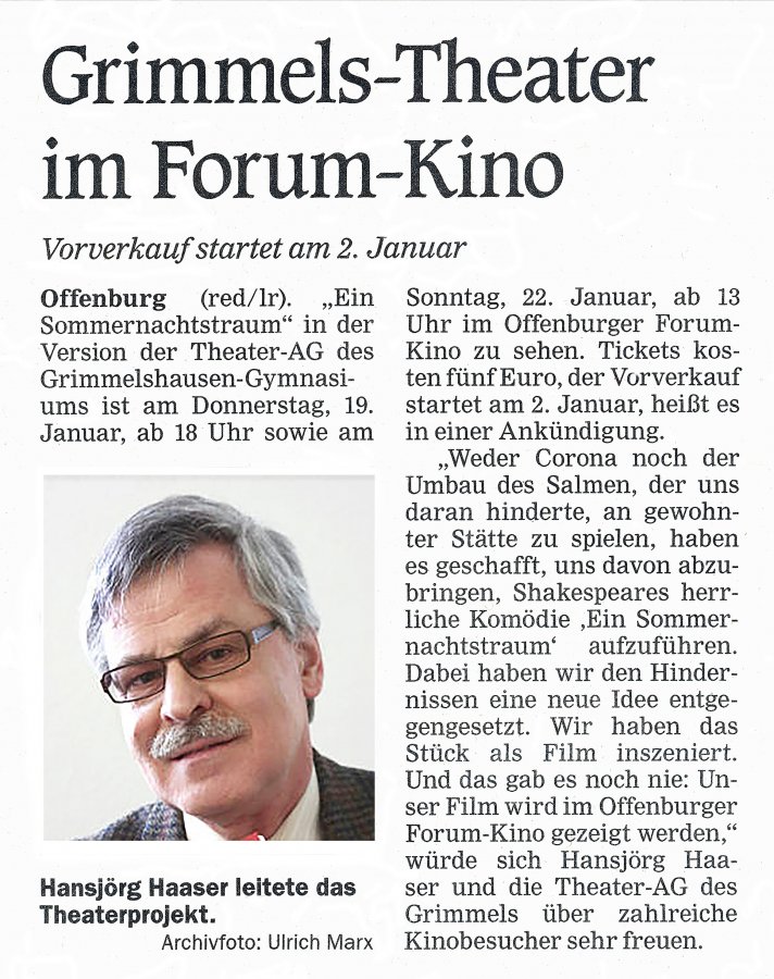 OT Hinweis vom  29. Dezember 2022