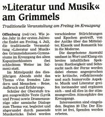 Offenburger Tageblatt - Vorbericht vom 2. Juli 2008