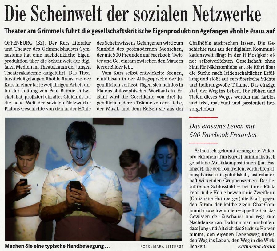 Badische Zeitung - Aufführungsbericht vom 23. Mai 2014